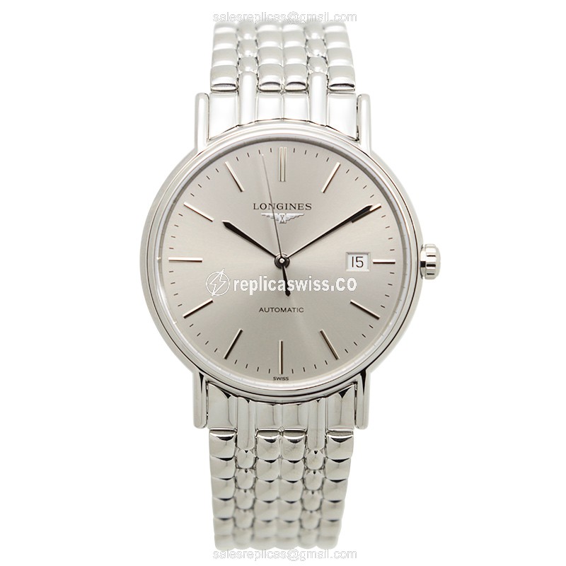 Longines Presence Replica - Automatic - Steel Case - Silver Dial - Steel Strap - View 2