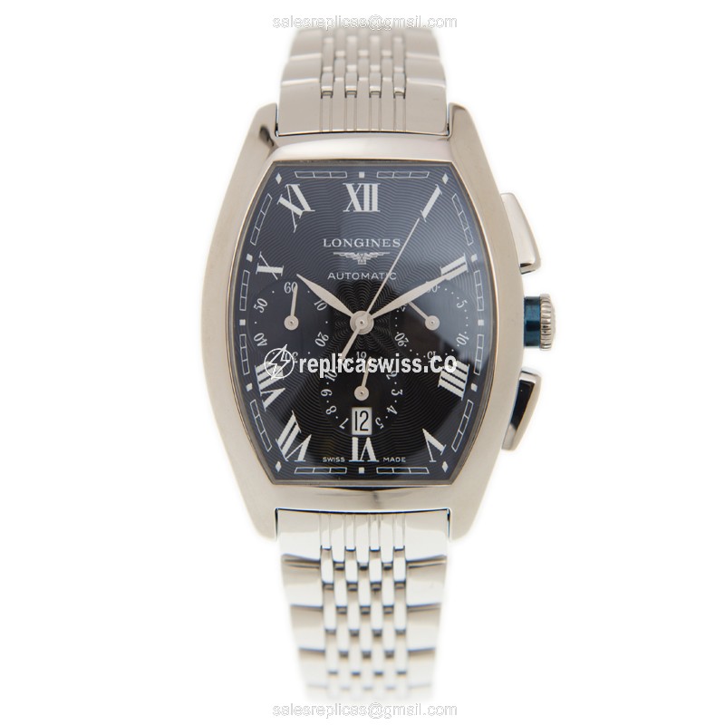 Longines EVIDENZA Replica - Automatic - Black Dial on Silver Steel Strap - View 2