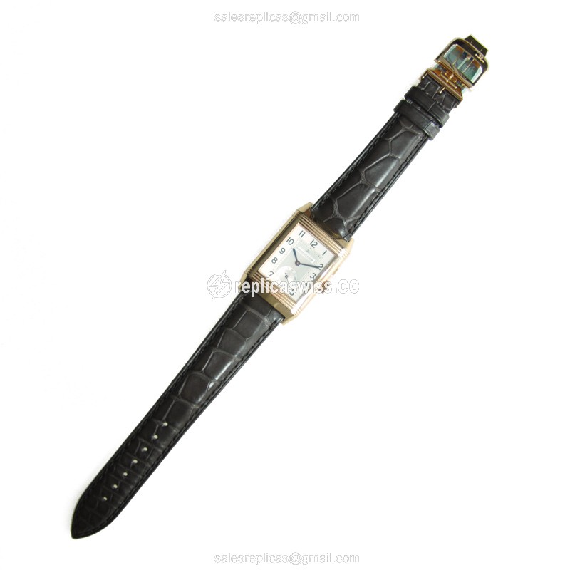 Jaeger-Lecoultre Q2712410 REVERSO - Manual - 18kt Rose Gold - Silver Dial - Brown Alligator Strap - View 3