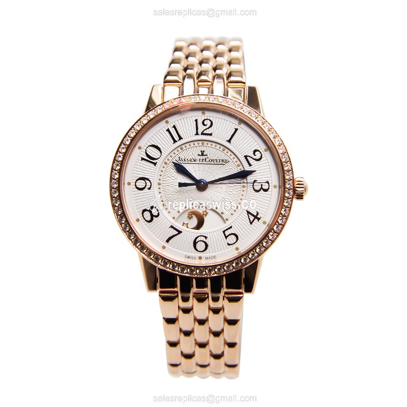 Jaeger-Lecoultre Rendez-Vous Replica - Automatic - 18kt Rose Gold Case - Diamonds - Silver Dial - View 2