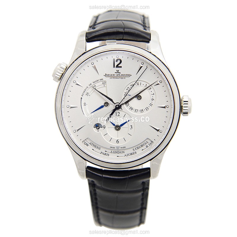 Jaeger-Lecoultre Q1428421 Replica - Ultra Thin - Automatic - Silver Dial - Steel Case - Black Alligator Strap - View 2
