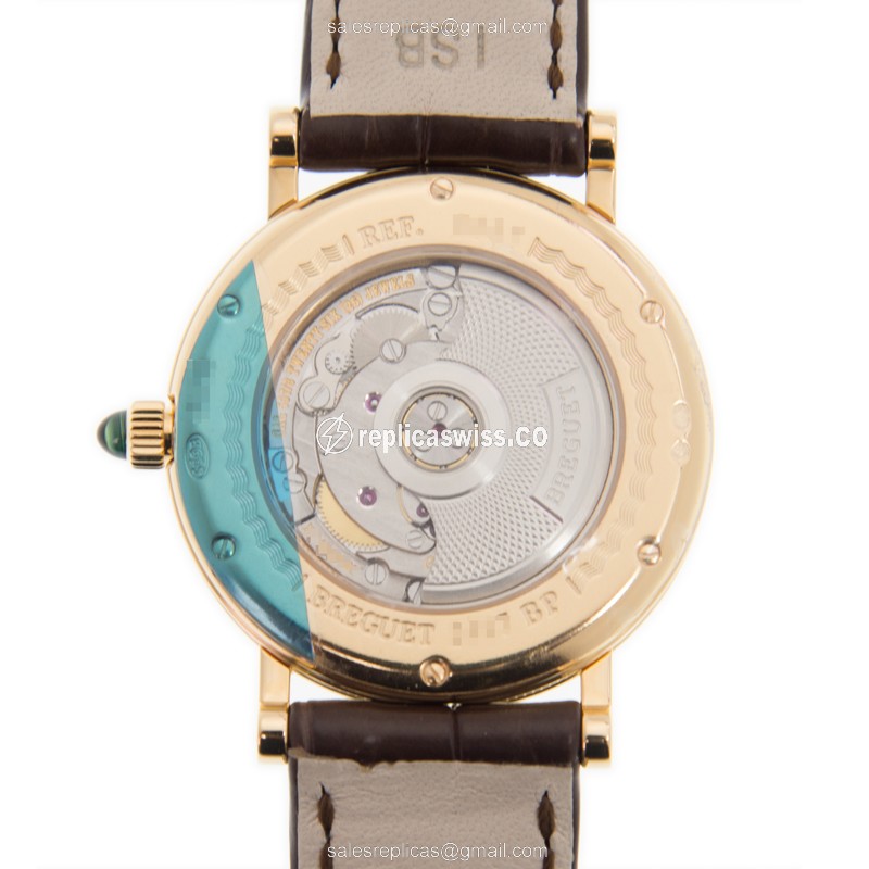 Breguet 8067BA/52/964 CLASSIQUE - Auto - 18kt Yellow Gold - White Dial - Brown Alligator Buckle - View 3