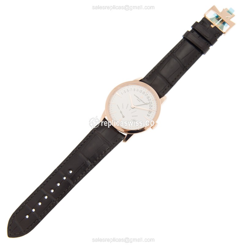 Vacheron Constantin 4000U/000R-B110 Replica - Automatic - 18kt Rose Gold - White Dial, Brown Alligator Strap - View 2