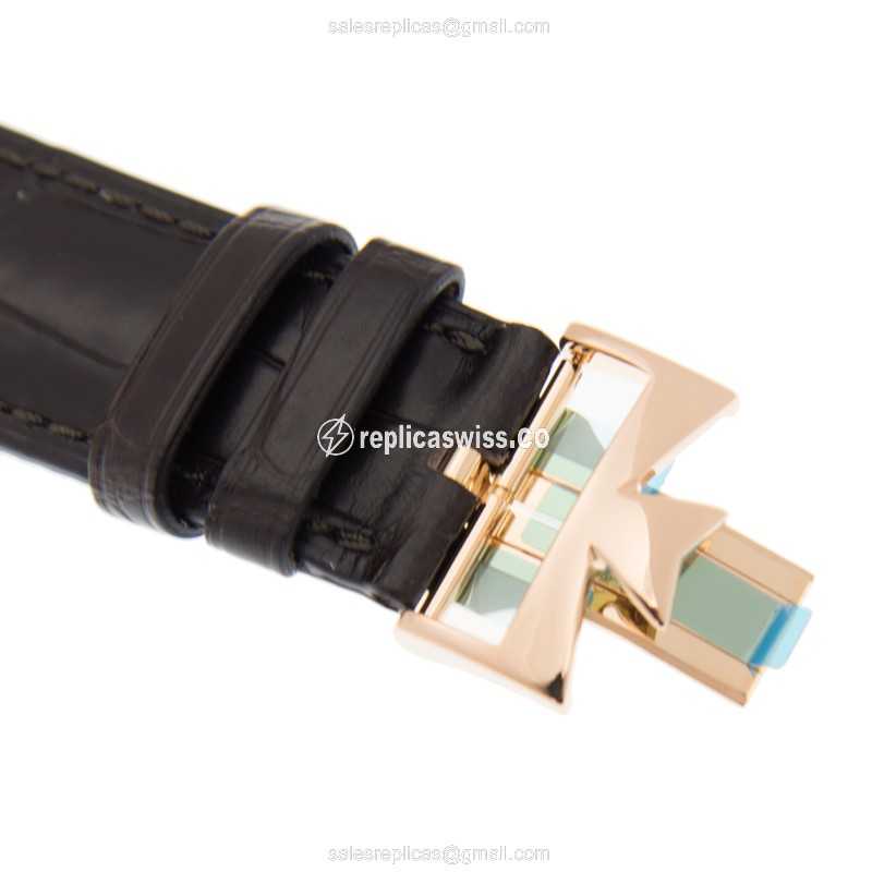 Vacheron Constantin 4000U/000R-B110 Replica - Automatic - 18kt Rose Gold - White Dial, Brown Alligator Strap - View 4