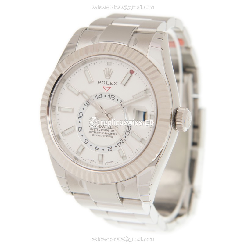 Rolex 326934-0001 Replica - Automatic - 18kt White Gold & Steel Case - White Dial - View 3