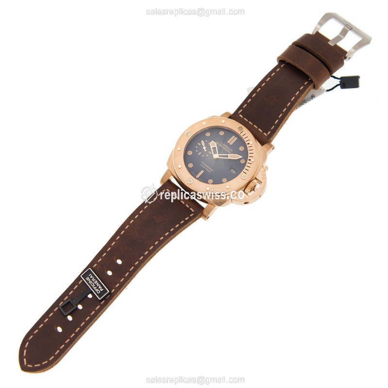 Panerai PAM00671 LUMINOR Replica - Bronze Case - Blue Dial - Brown Cowhide Strap - Automatic Movement - View 2
