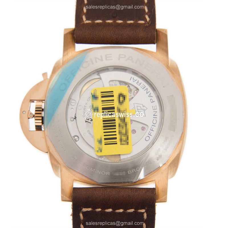 Panerai PAM00671 LUMINOR Replica - Bronze Case - Blue Dial - Brown Cowhide Strap - Automatic Movement - View 3
