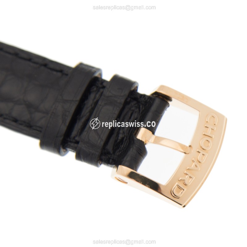 Chopard L.U.C 161902-5050 Replica - Automatic - 18kt Rose Gold - Gold Dial - Black Alligator Buckle - View 4
