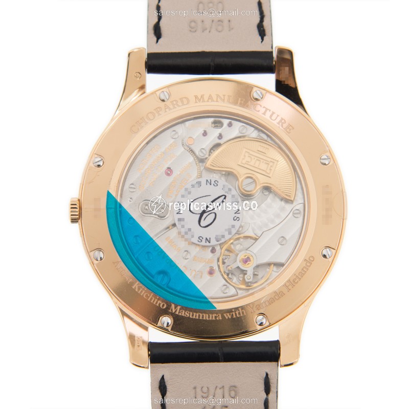 Chopard L.U.C 161902-5054 - Automatic 18kt Rose Gold - Gold Dial - Alligator Black Strap - View 3