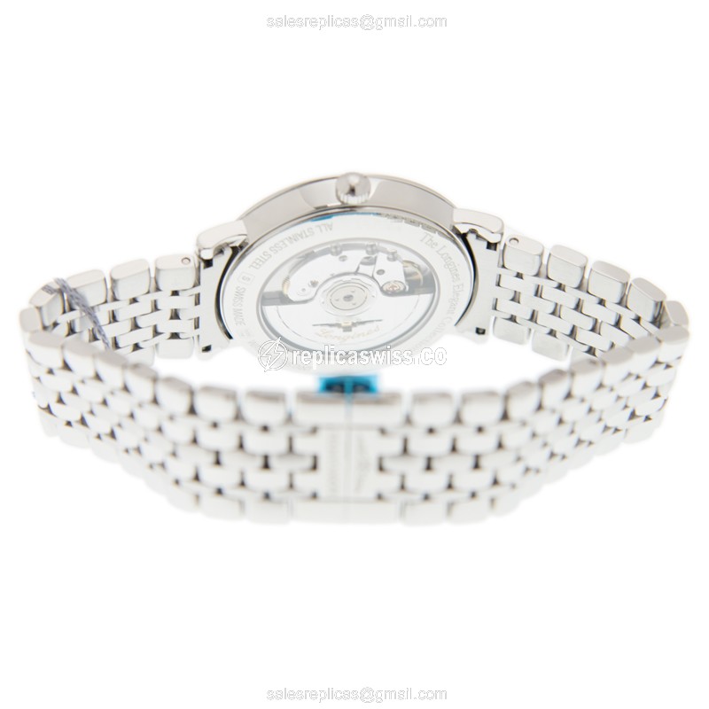 Longines L4.910.4.57.6 Replica - Automatic - Stainless Steel Case - Black Dial, Silver Strap - View 4