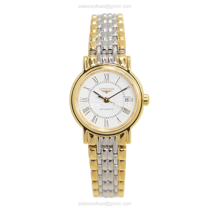 Longines Presence Replica - PVD Gold - Automatic - White Dial, Silver Strap - View 2