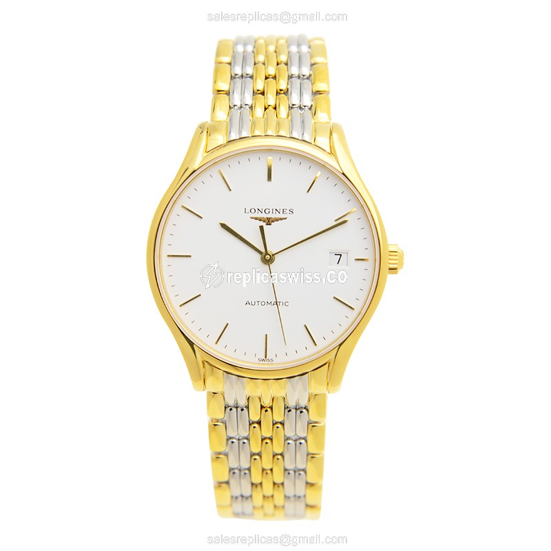 Longines Lyre Replica - Automatic - Gold PVD - White Dial on Gold Strap - View 2