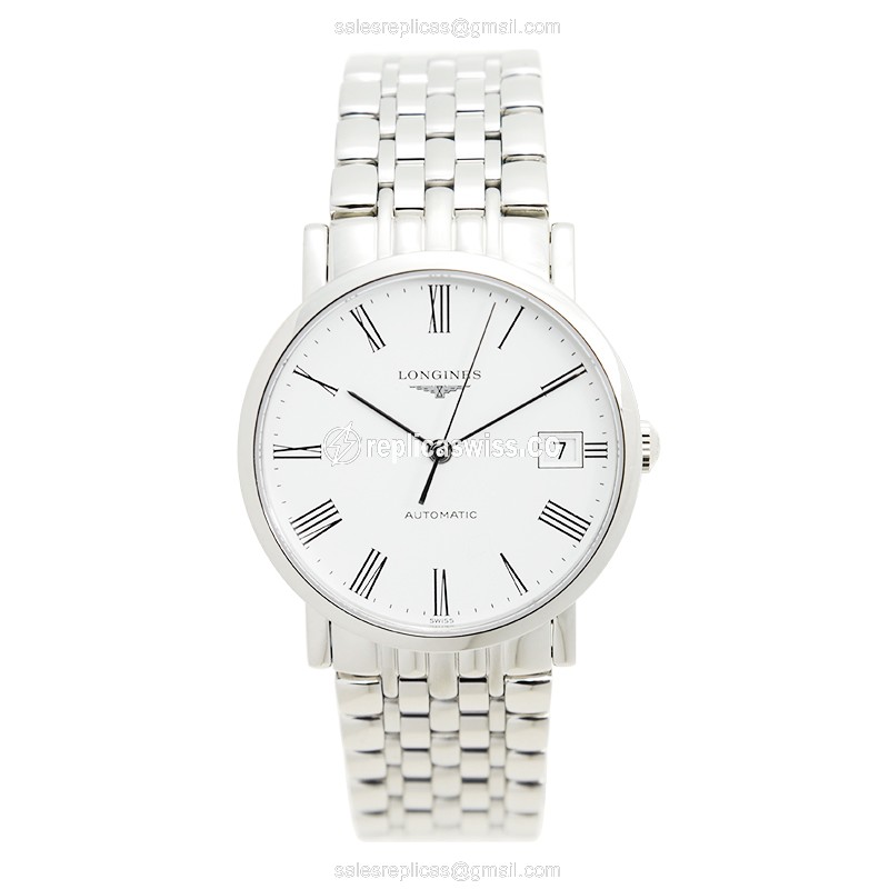 Longines Elegant Replica - Automatic - Stainless Steel Case - White Dial - Silver Strap - View 2