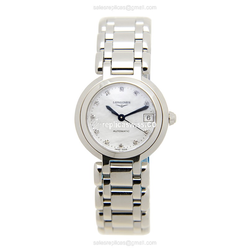 Longines Prima Luna Replica - Automatic - White Dial - Silver Steel Clasp - View 2
