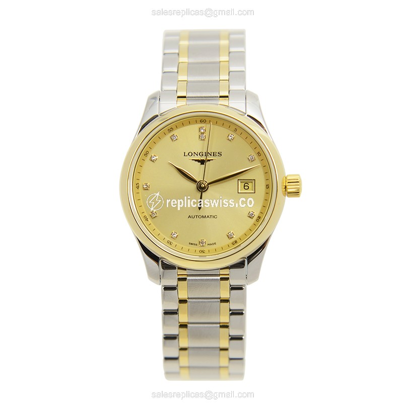 Longines L2.257.5.37.7 Replica - Automatic - Gold & Steel Case - Silver Clasp - View 2