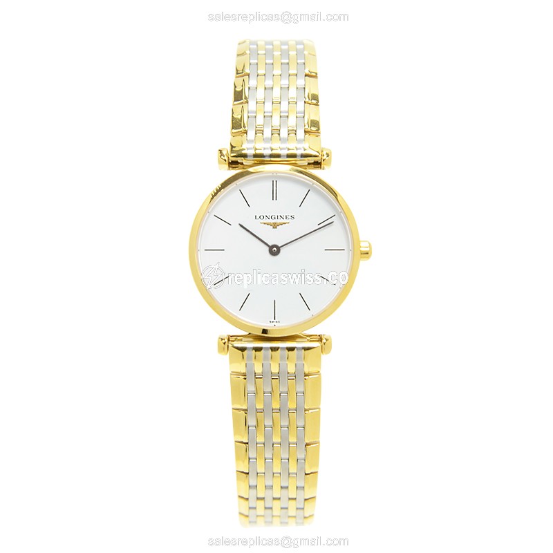 Longines L4.209.2.12.7 Replica - Quartz - Gold PVD Case - White Dial on Gold Strap - View 2