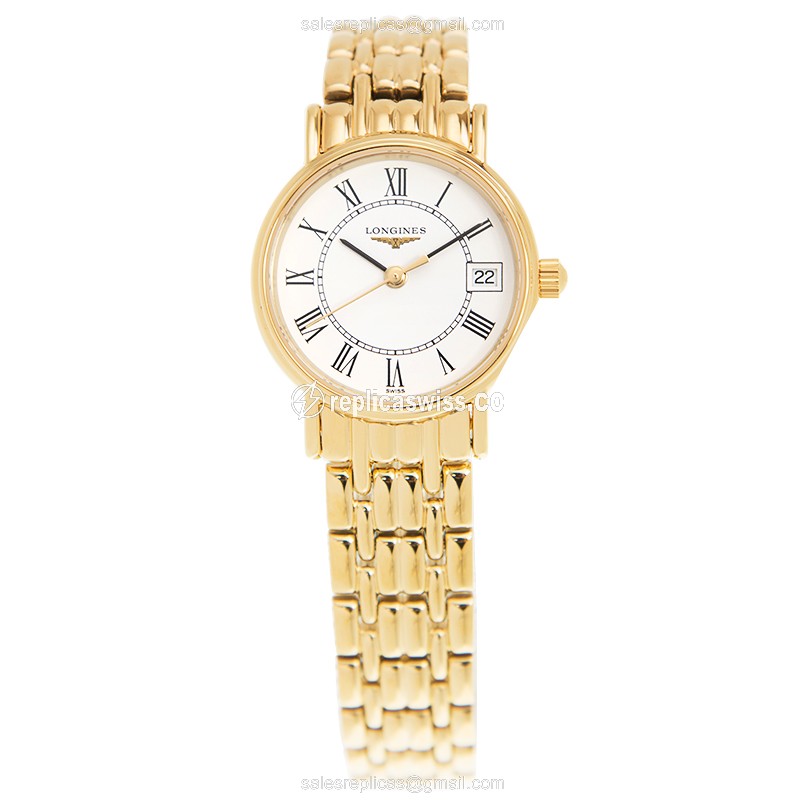 Longines Presence Replica - Quartz - Gold PVD - White Dial - Gold Strap - View 2