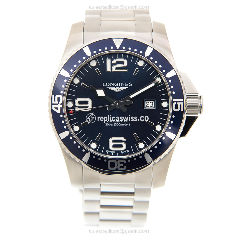 Longines Conquest Replica - Automatic - Steel Case, Blue Dial on Silver Steel Strap - View 2