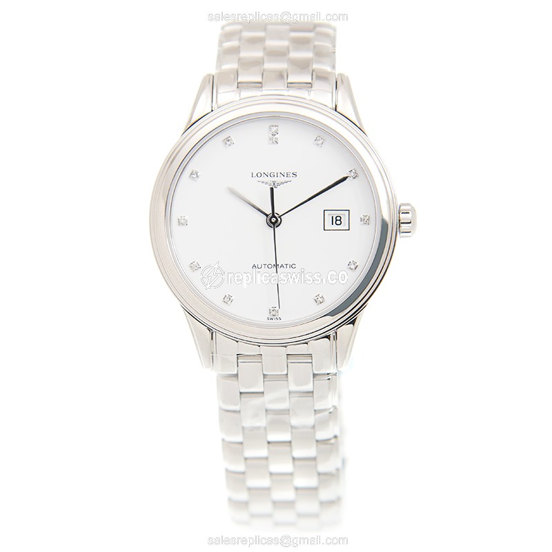 Longines L4.374.4.27.6 Flagship - Automatic - White Dial, Steel Case & Strap - View 2