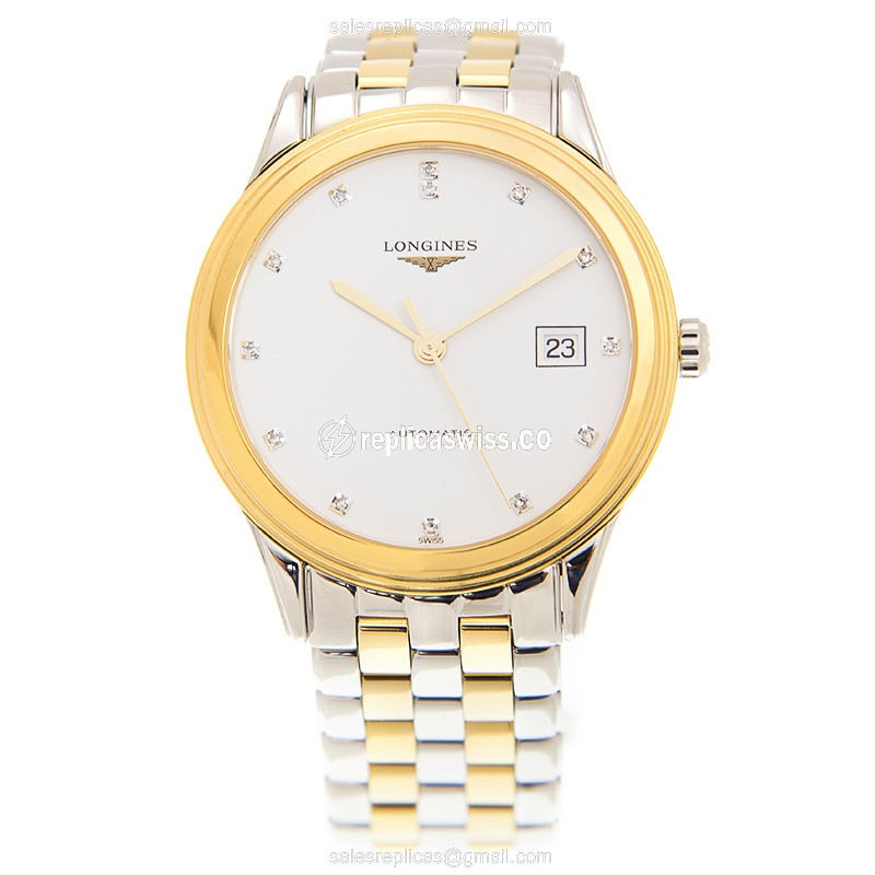 Longines L4.874.3.27.7 Flagship - Automatic - Gold-Plated, Stainless Steel Case, White Dial - View 2
