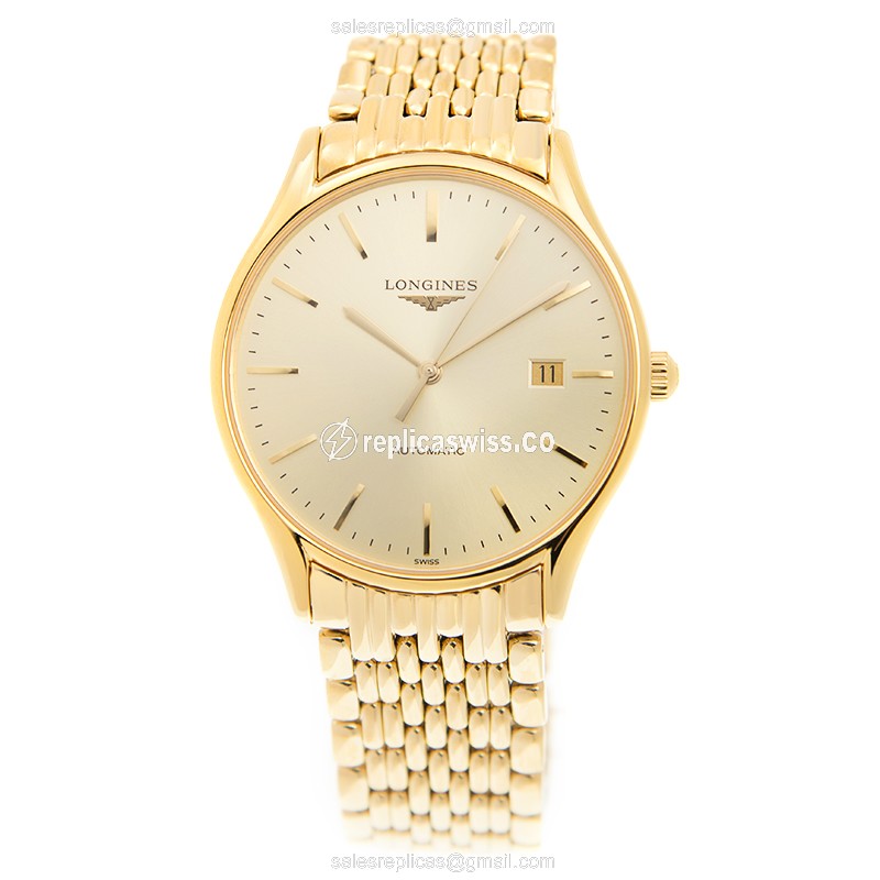 Longines Lyre Replica - Automatic - Gold on Steel - 18kt Case & Strap - View 2