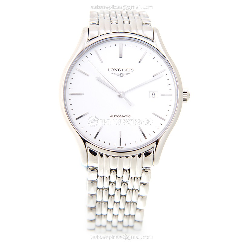 Longines Lyre Replica: Automatic - Steel Case, White Dial on Silver Strap - View 2