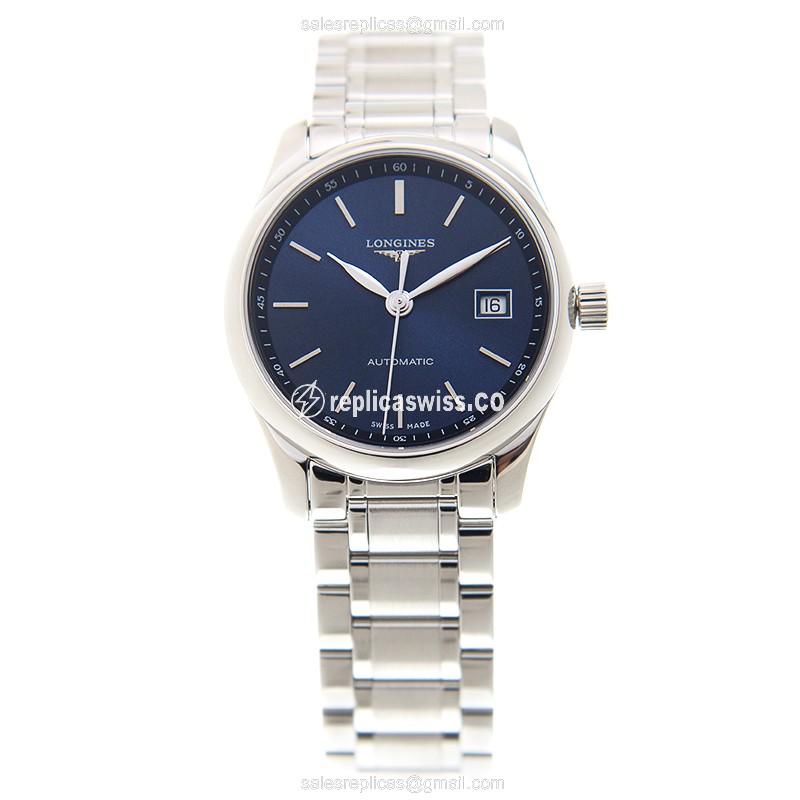 Longines L2.257.4.92.6 Replica - Automatic - Steel Case - Blue Dial, Silver Clasp - View 2