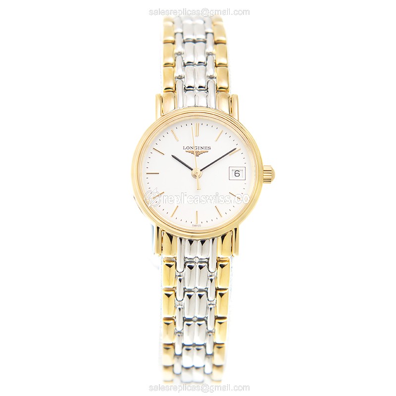 Longines Presence Replica - Quartz - Gold Plated - White Dial | Gold Strap - View 2