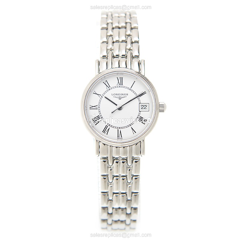 Longines Presence Quartz Steel - White Dial - Silver Steel Strap - Clasp - View 2