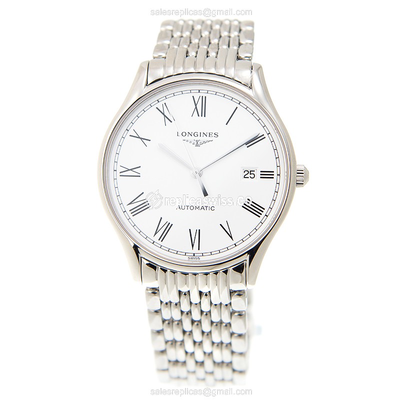 Longines Lyre Replica - Automatic - Steel Case - White Dial - Silver Steel Band - View 2