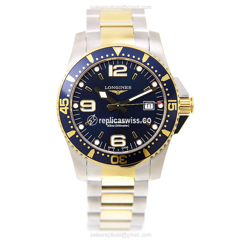 Longines CONQUEST Replica - Automatic - Gold-Plated Case - Black Dial, Gold PVD Strap - View 2