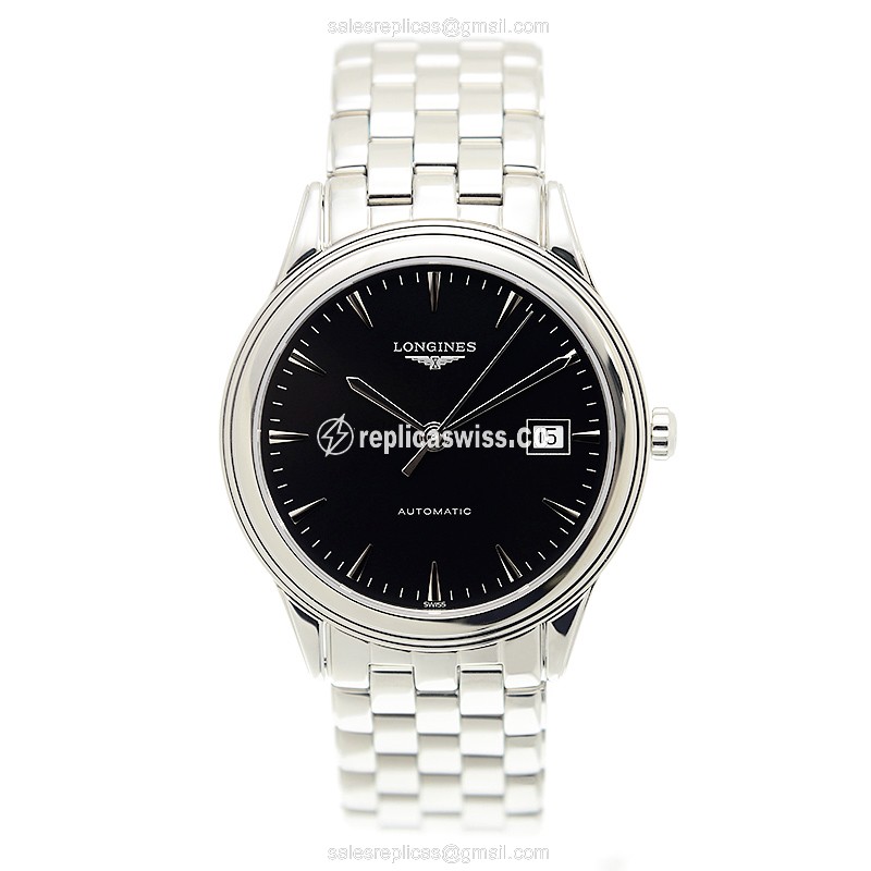 Longines L4.874.4.52.6 Replica - Automatic | Steel Case | Black Dial | Silver Clasp - View 2