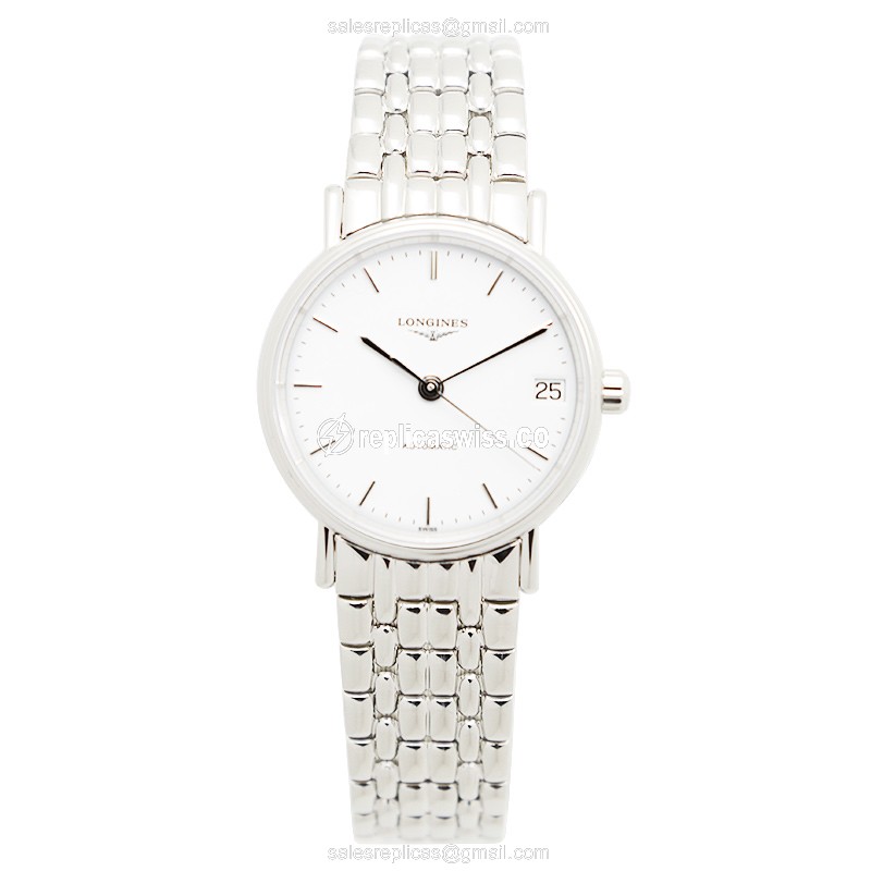 Longines Presence Replica - Automatic - Steel Case - White Dial on Silver Strap - View 2