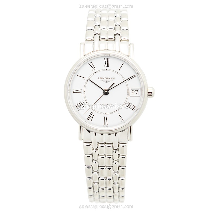Longines Presence Replica - Automatic - Steel Case - White Dial - Silver Steel Band - View 2