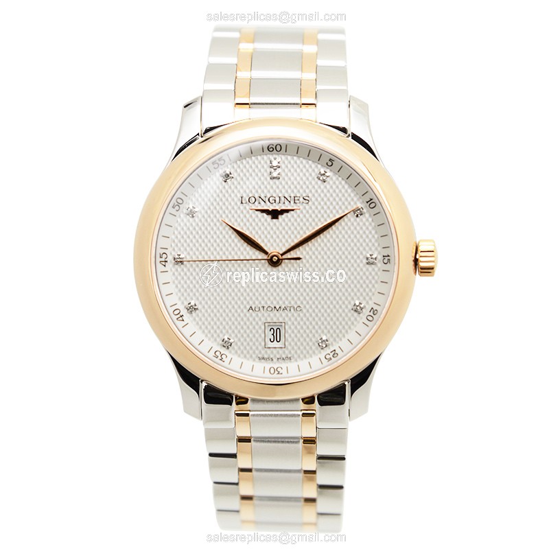 Longines L2.628.5.97.7 Replica - Automatic - 18kt Rose Gold & Steel Case - Silver Dial - View 2