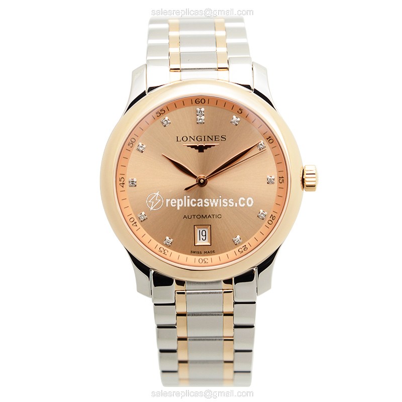 Longines L2.628.5.99.7 Replica - Automatic 18kt Rose/Steel - Pink Dial - Silver Clasp - View 2