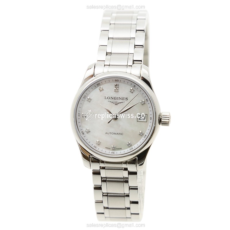 Longines L2.128.4.87.6 Replica - Automatic - Steel Case - Silver Dial on Silver Strap - View 2