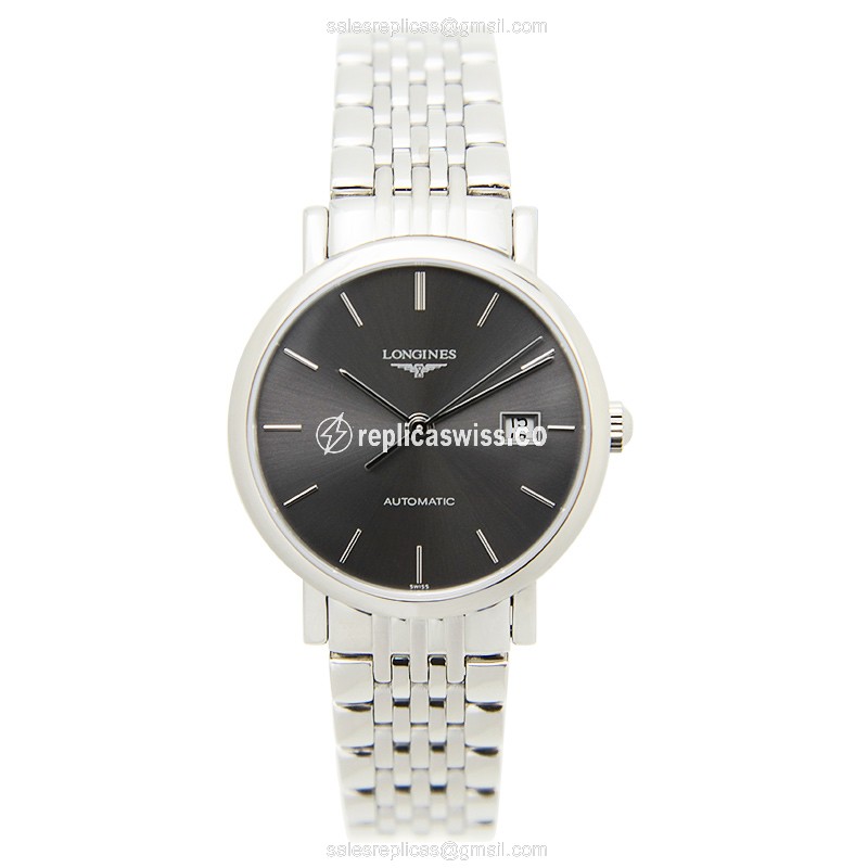 Longines L4.310.4.72.6 Replica - Automatic | Stainless Steel Case | Gray Dial | Silver Clasp & Steel Strap - View 2
