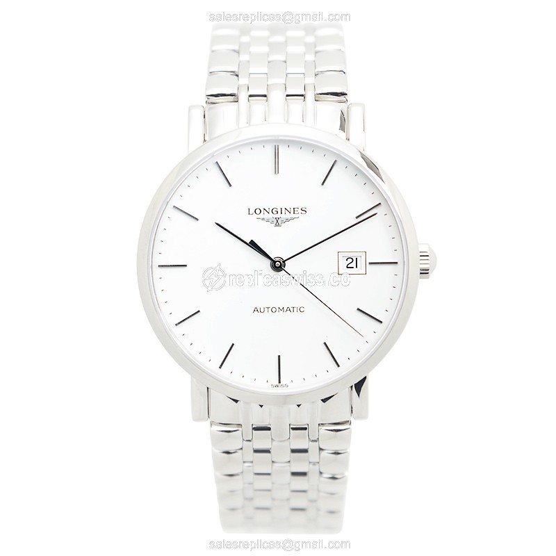 Longines L4.910.4.12.6 Replica - Automatic - Steel Case - White Dial, Silver Clasp - View 2
