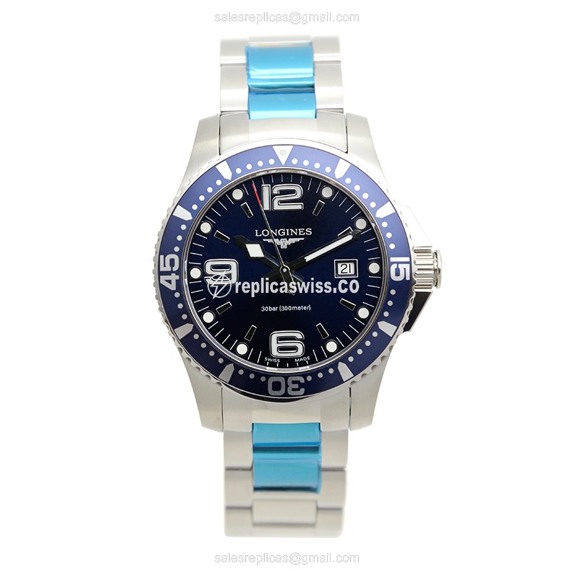 Longines CONQUEST Quartz - Steel Case, Blue Dial, Silver Clasp - View 2