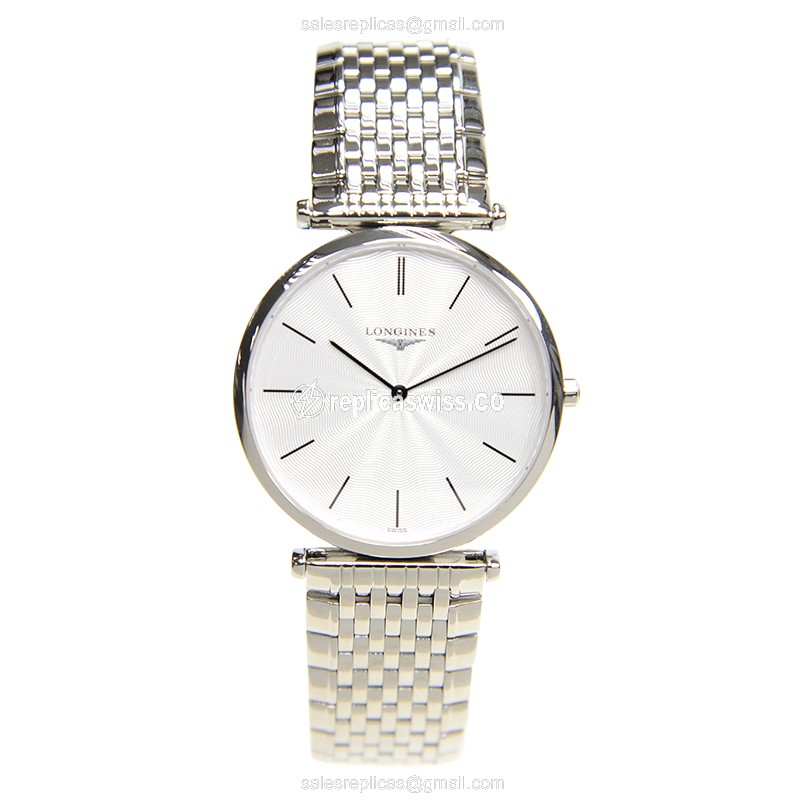 Longines L4.709.4.73.6 Replica - Quartz - Stainless Steel - Silver Dial, Clasp - View 2