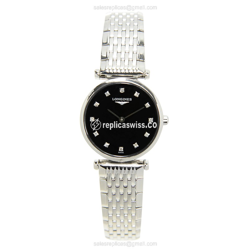 Longines L4.209.4.58.6 Replica - Quartz - Stainless Steel Case - Black Dial - View 2