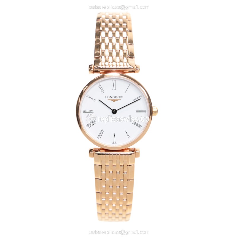 Longines L4.209.1.91.8 Replica - Quartz - PVD Gold Case - White Dial, Gold Strap - View 2