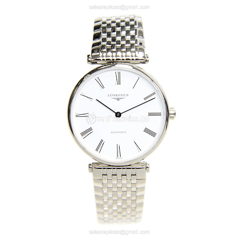 Longines LA GRANDE Replica - Automatic - Steel Case, White Dial, Silver Clasp - View 2