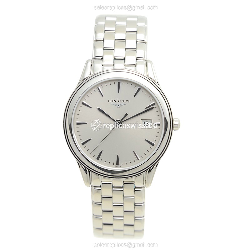 Longines L4.716.4.72.6 Replica - Quartz - Silver Case, Dial, Clasp - Silver Steel Strap - View 2