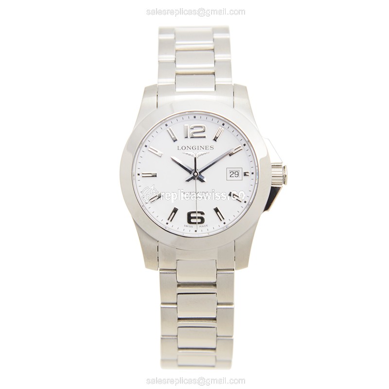 Longines CONQUEST Replica - Automatic - Steel Case - White Dial, Silver Clasp - View 2