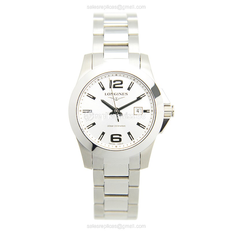 Longines CONQUEST Quartz Silver Dial - Steel Case - Steel Strap - Sapphire Crystal - View 2