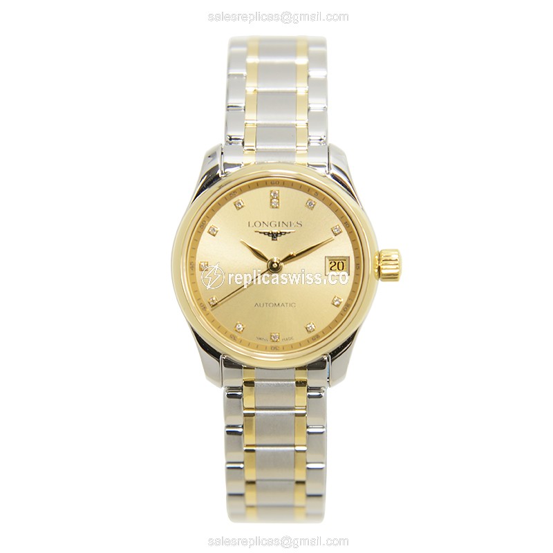 Longines L2.128.5.37.7 Replica - Automatic - 18kt Gold & Steel - Silver Dial - View 2