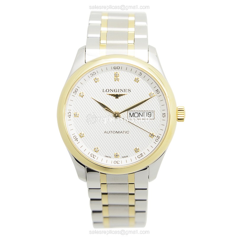 Longines L2.755.5.77.7 Replica - Automatic - 18kt Gold Case - Silver Dial - View 2