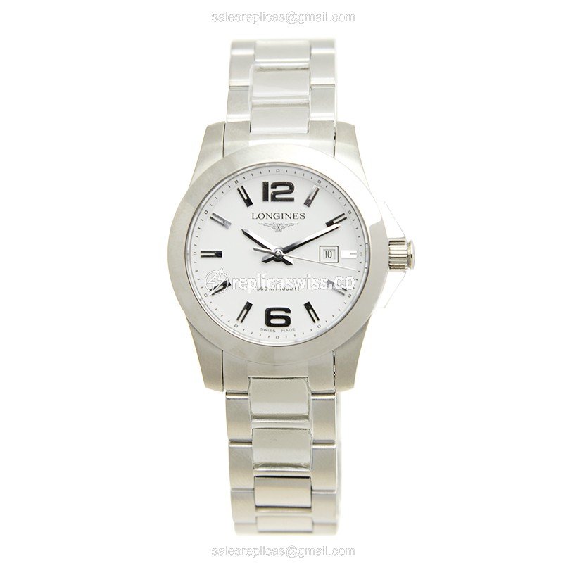 Longines CONQUEST Quartz - Stainless Steel - White Dial - Silver Clasp - View 2